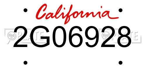 2G06928 California License Plate