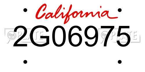 2G06975 California License Plate
