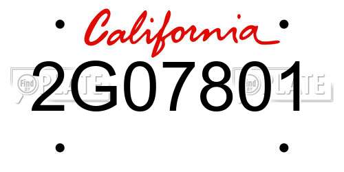 2G07801 California License Plate