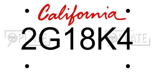 2G18K4 California License Plate