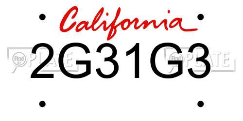 2G31G3 California License Plate