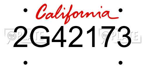 2G42173 California License Plate