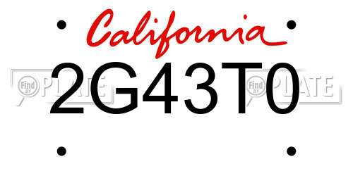 2G43T0 California License Plate