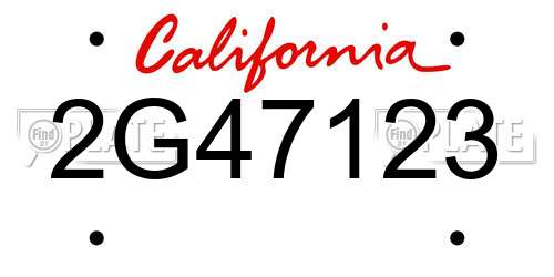 2G47123 California License Plate