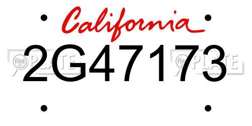 2G47173 California License Plate