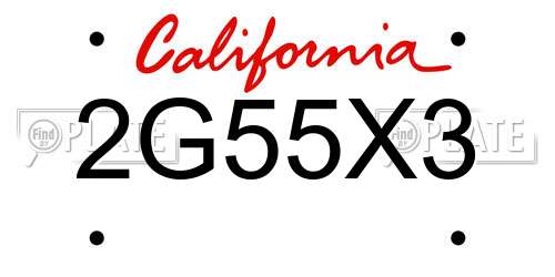 2G55X3 California License Plate