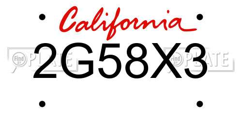 2G58X3 California License Plate