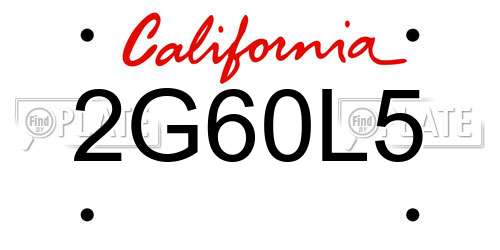 2G60L5 California License Plate