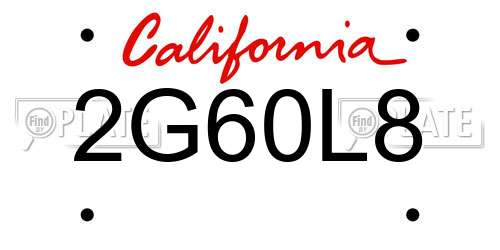 2G60L8 California License Plate