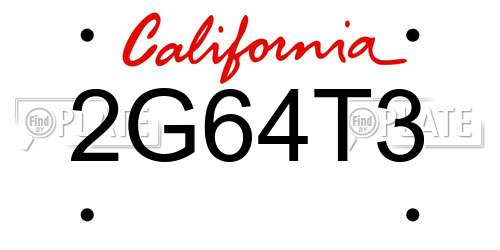2G64T3 California License Plate