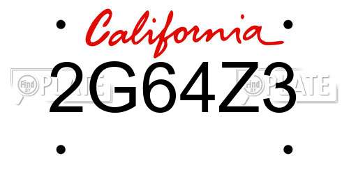 2G64Z3 California License Plate