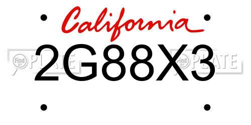 2G88X3 California License Plate