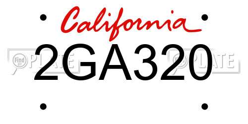 2GA320 California License Plate