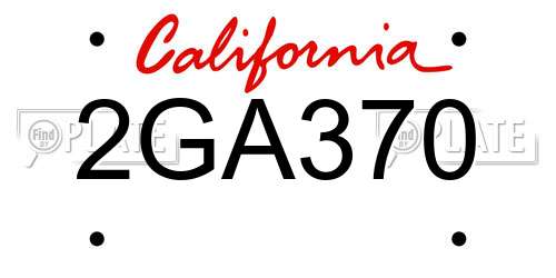 2GA370 California License Plate