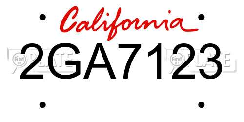 2GA7123 California License Plate