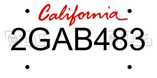 2GAB483 California License Plate