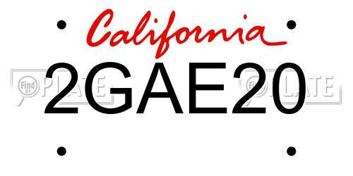 2GAE20 California License Plate