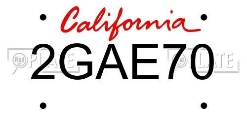 2GAE70 California License Plate