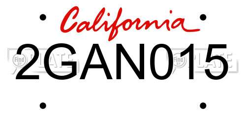 2GAN015 California License Plate