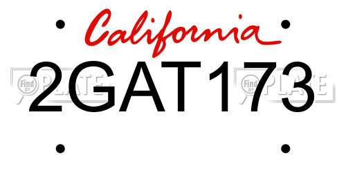 2GAT173 California License Plate