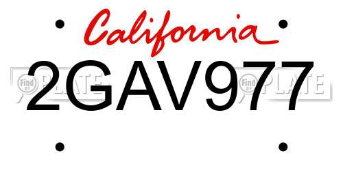 2GAV977 California License Plate