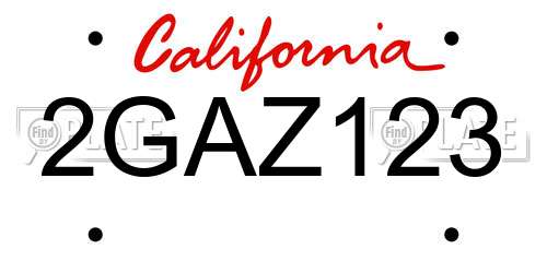 2GAZ123 California License Plate