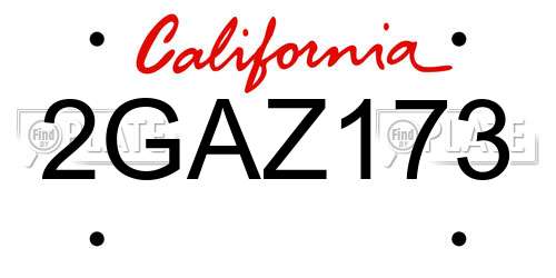 2GAZ173 California License Plate