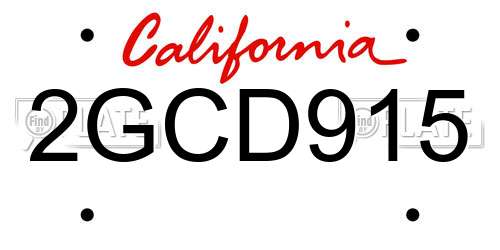 2GCD915 California License Plate