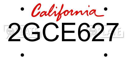 2GCE627 California License Plate