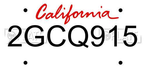 2GCQ915 California License Plate