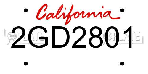 2GD2801 California License Plate