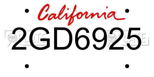 2GD6925 California License Plate