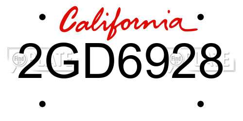 2GD6928 California License Plate