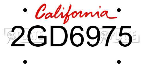 2GD6975 California License Plate