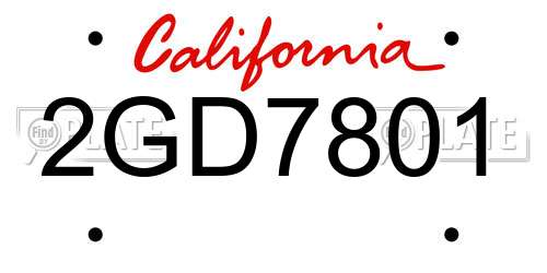 2GD7801 California License Plate
