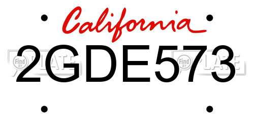 2GDE573 California License Plate