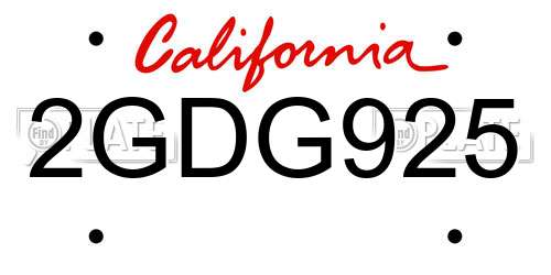 2GDG925 California License Plate