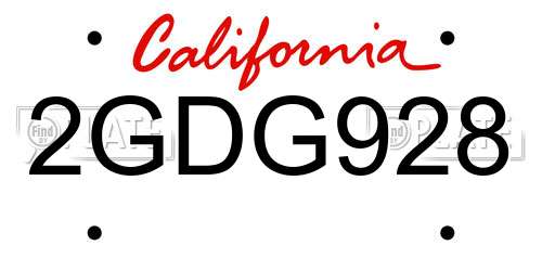 2GDG928 California License Plate