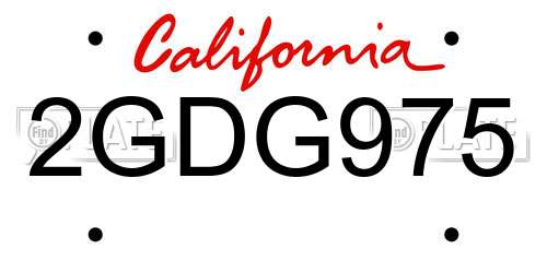 2GDG975 California License Plate