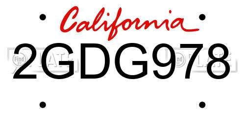 2GDG978 California License Plate