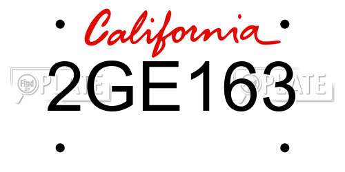 2GE163 California License Plate