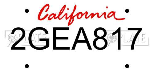 2GEA817 California License Plate