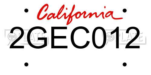 2GEC012 California License Plate