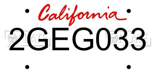 2GEG033 California License Plate