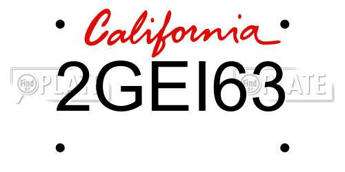 2GEI63 California License Plate