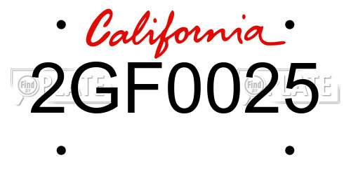 2GF0025 California License Plate