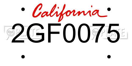 2GF0075 California License Plate