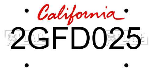2GFD025 California License Plate