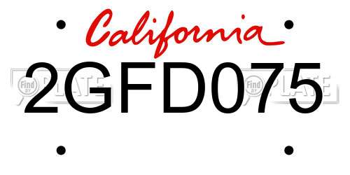2GFD075 California License Plate