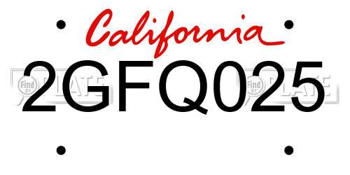 2GFQ025 California License Plate